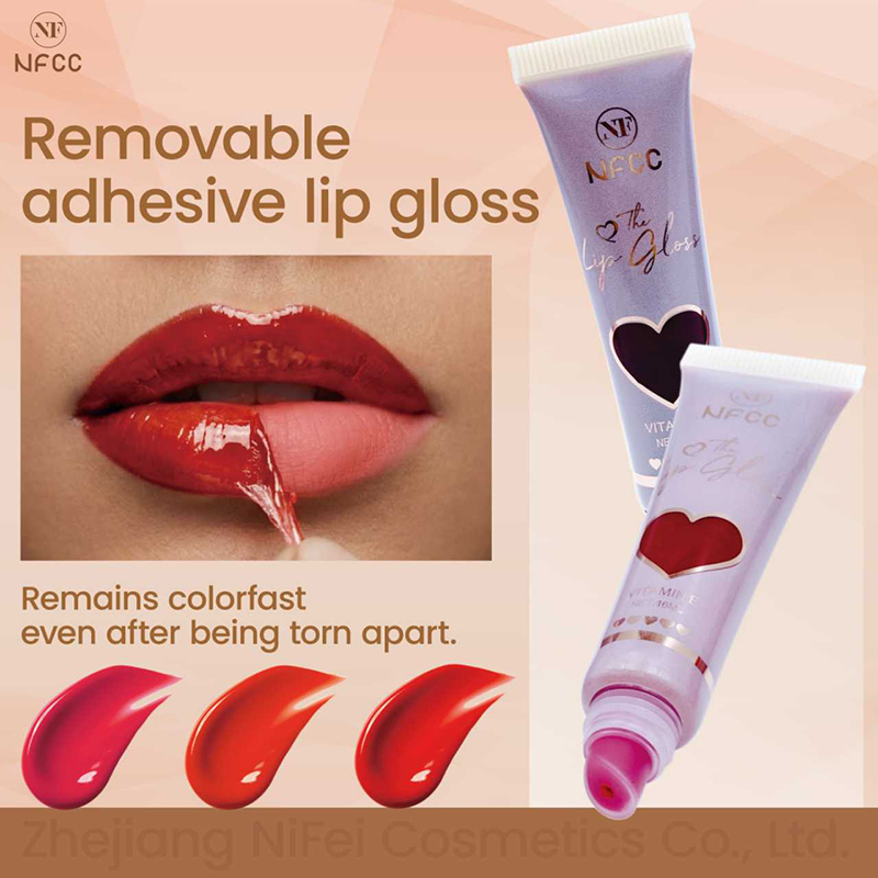 Removable adhesive lip gloss
