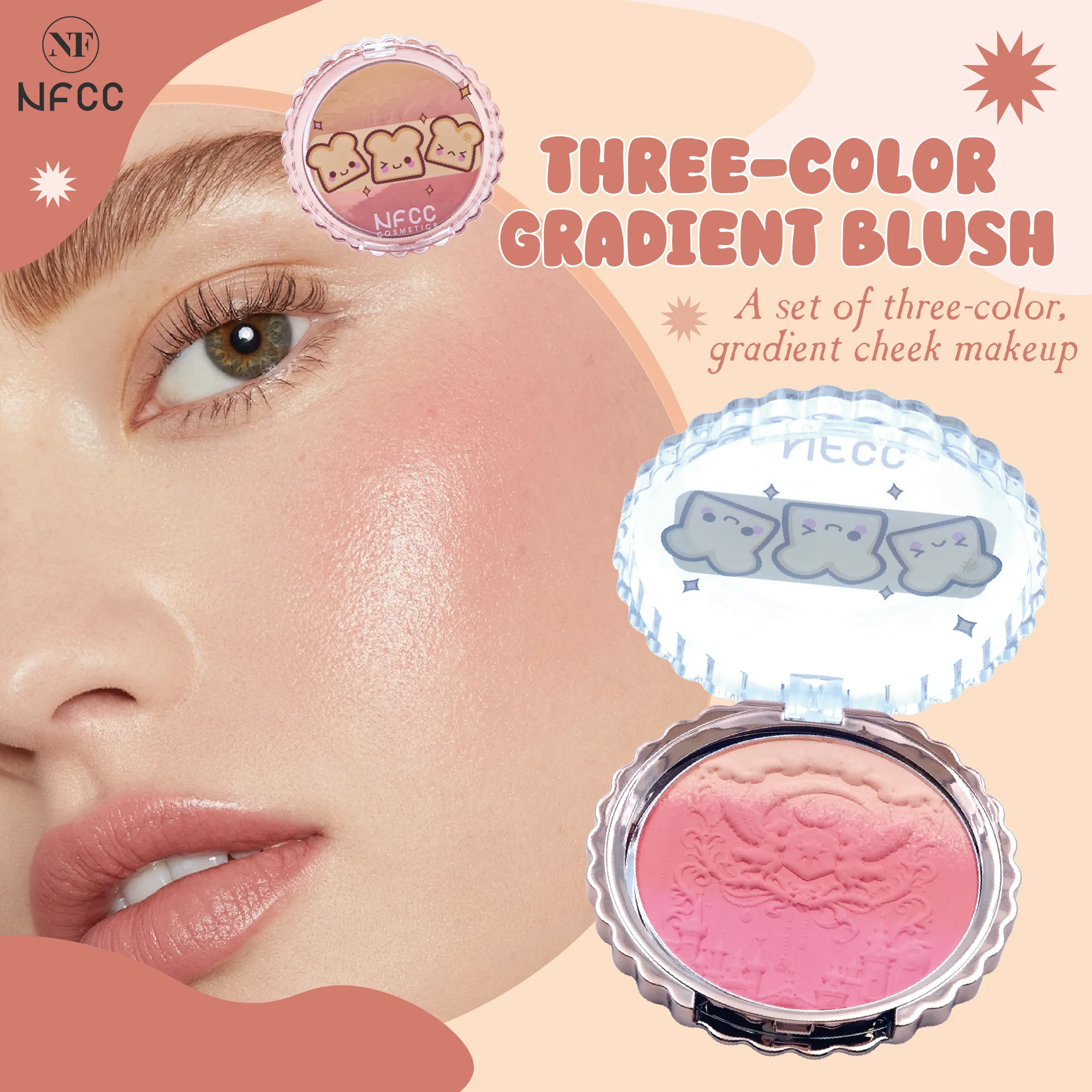 Three-color gradient blush